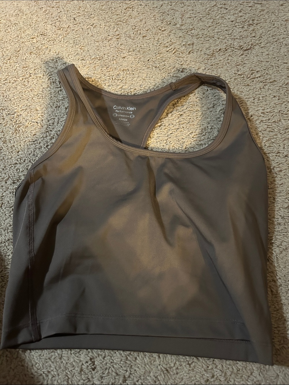 Calvin Klein Taupe Racerback Sports Crop